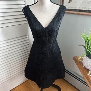 Kate Spade Dress Womens 0 Black Metallic Jacquard Dashing Beauty Cocktail